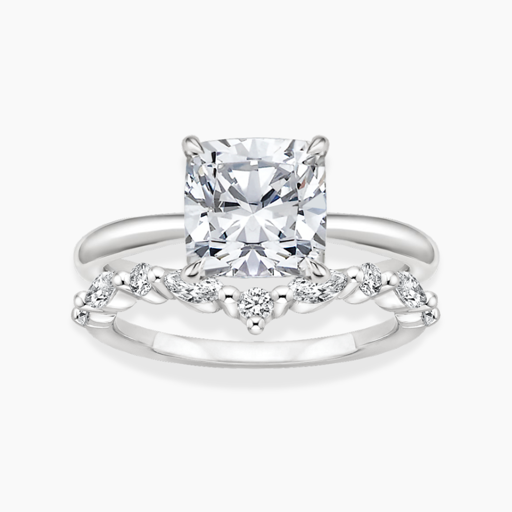 Antoinette Lab Diamond Ring Set in 18K Gold - Cushion