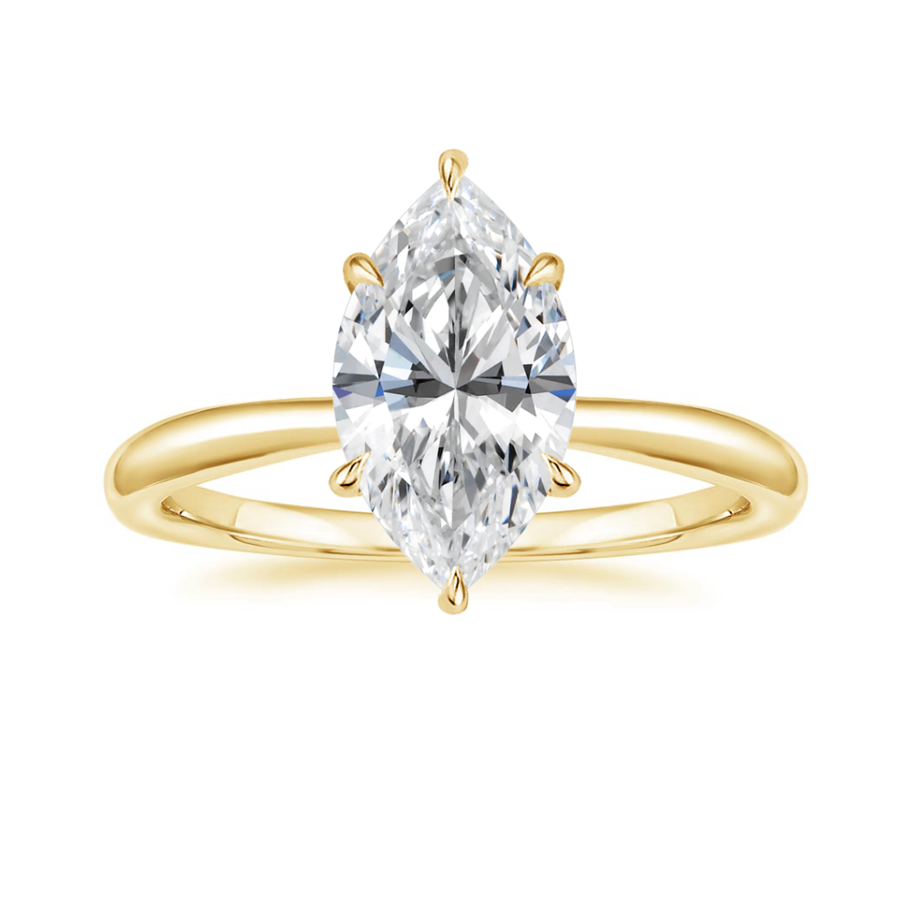 Antoinette Lab Diamond Ring Set in 18K Gold - Marquise