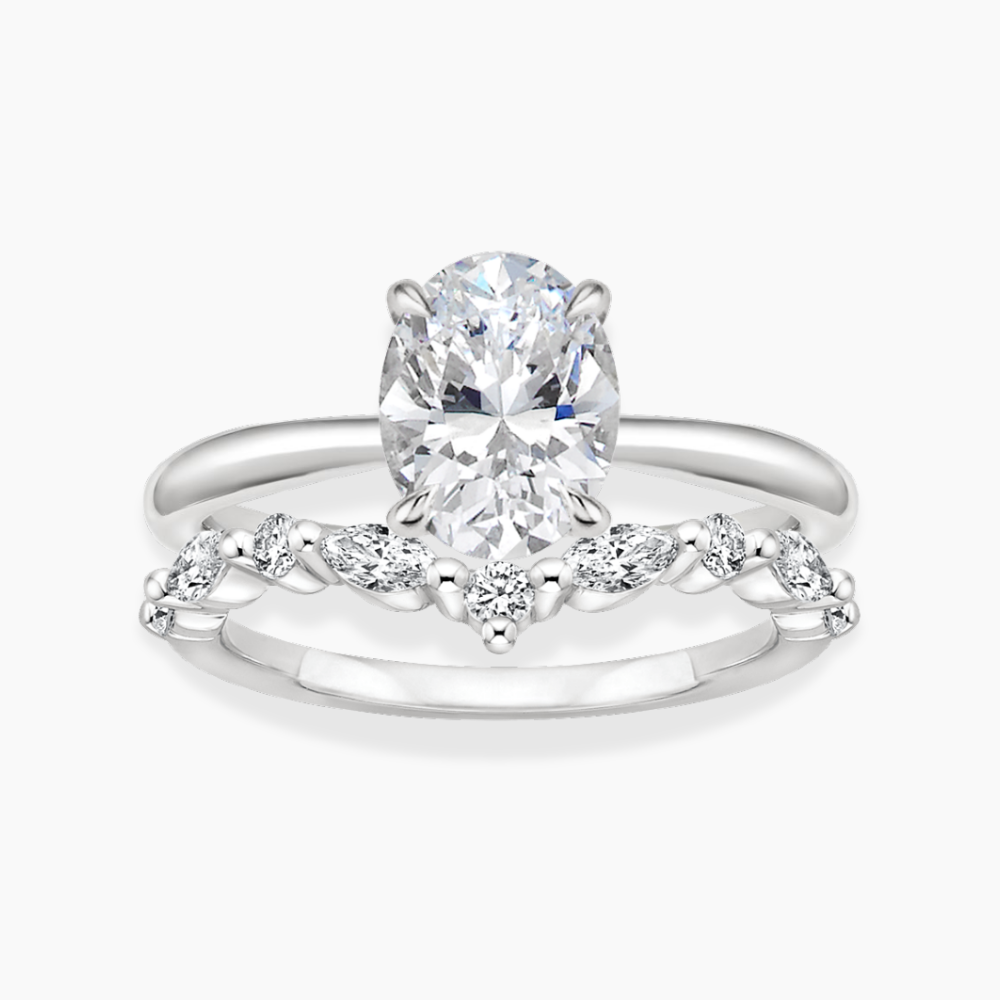 Antoinette Lab Diamond Ring Set in 18K Gold - Oval