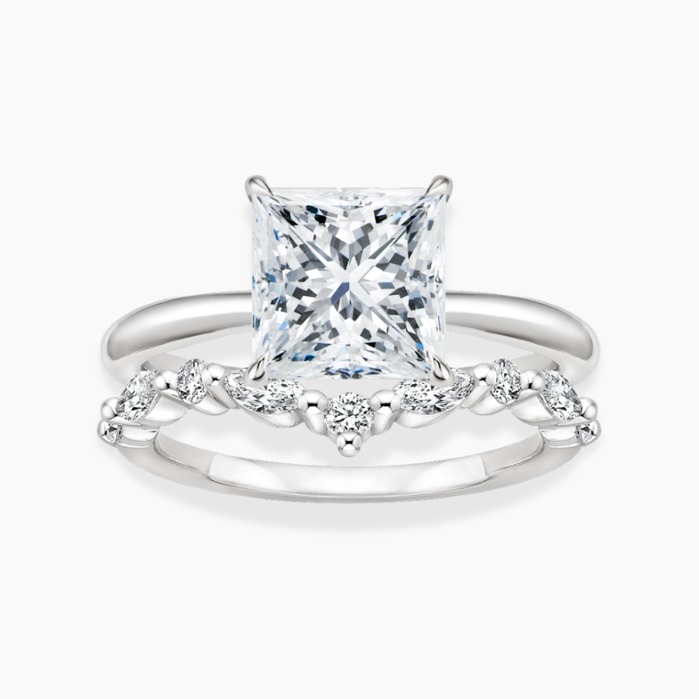 Antoinette Lab Diamond Ring Set in 18K Gold - Princess