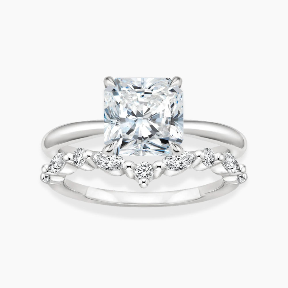 Antoinette Lab Diamond Ring Set in 18K Gold - Radiant