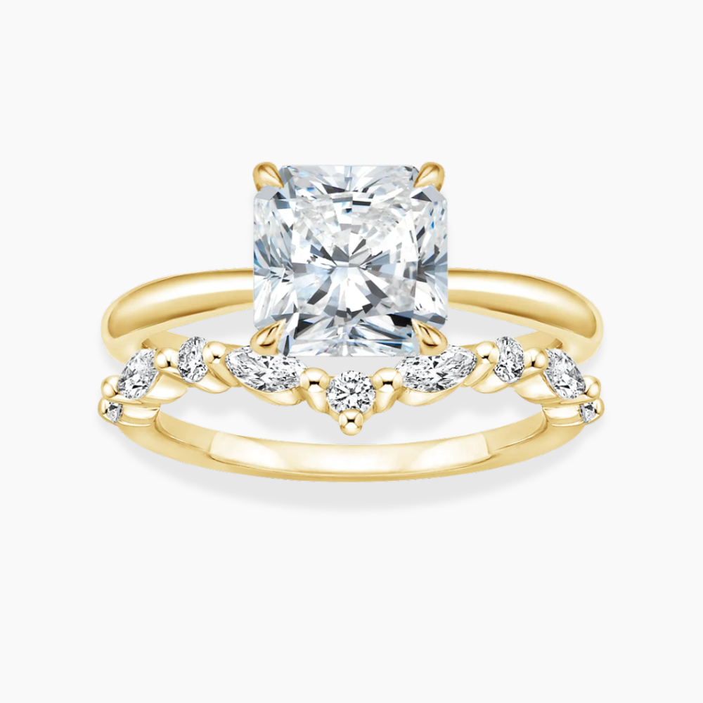 Antoinette Lab Diamond Ring Set in 18K Gold - Radiant