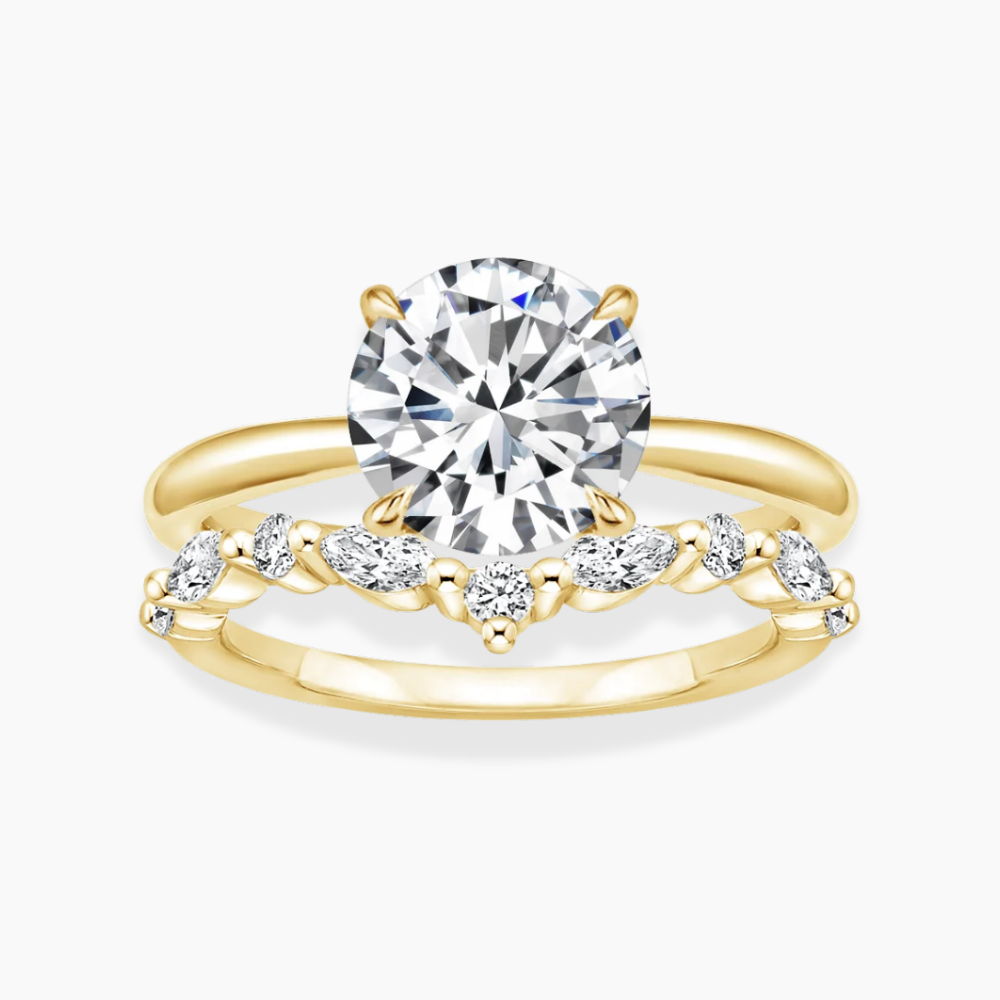 Antoinette Lab Diamond Ring Set in 18K Gold - Round