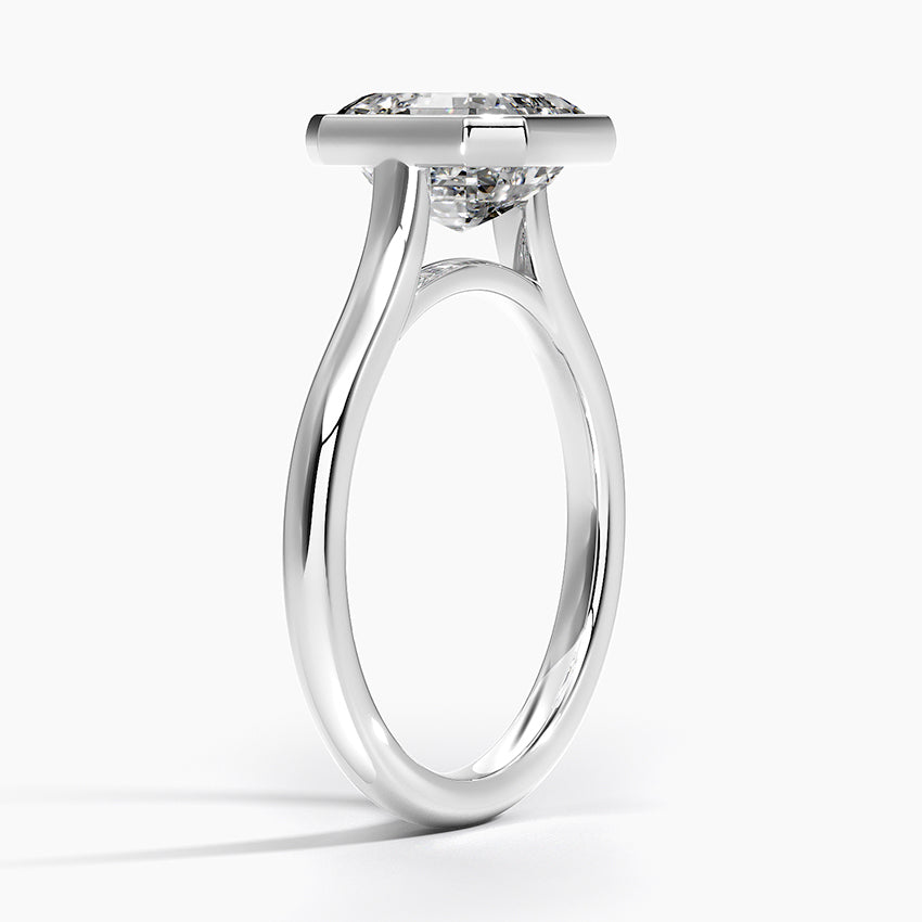 Bezel Lab Grown Diamond Engagement Ring 18K Gold - Asscher