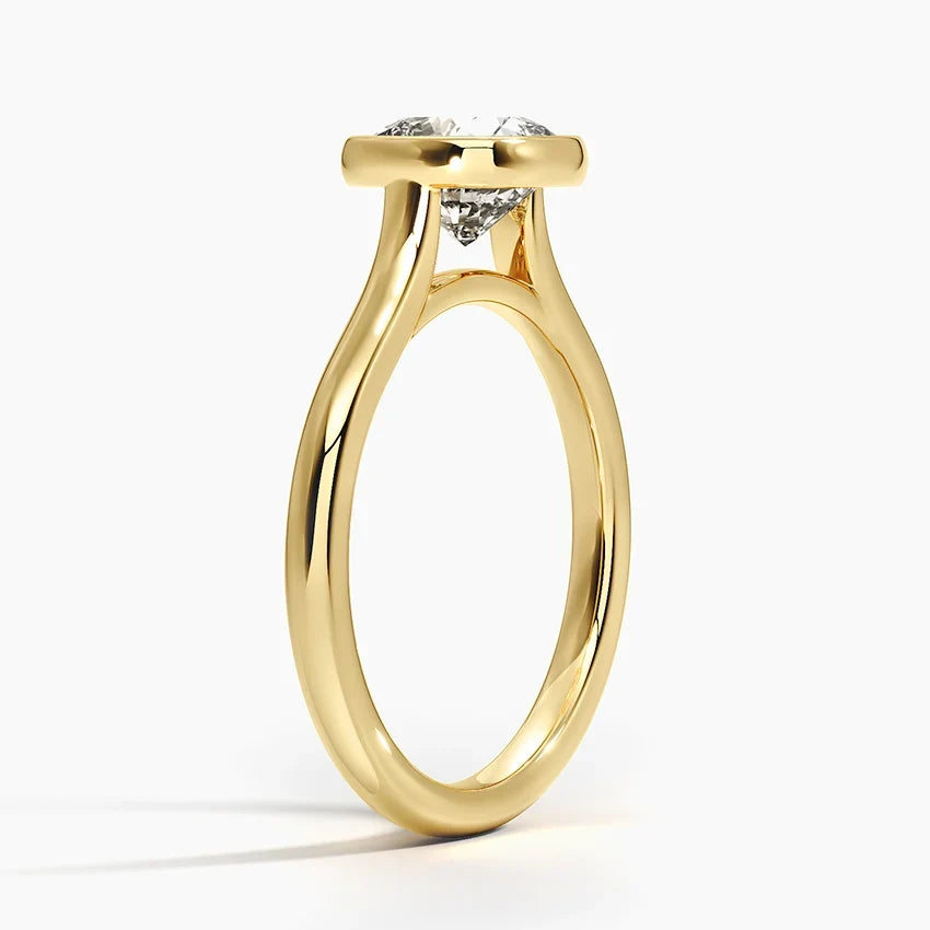 Bezel Lab Grown Diamond Engagement Ring 18K Gold - Cushion