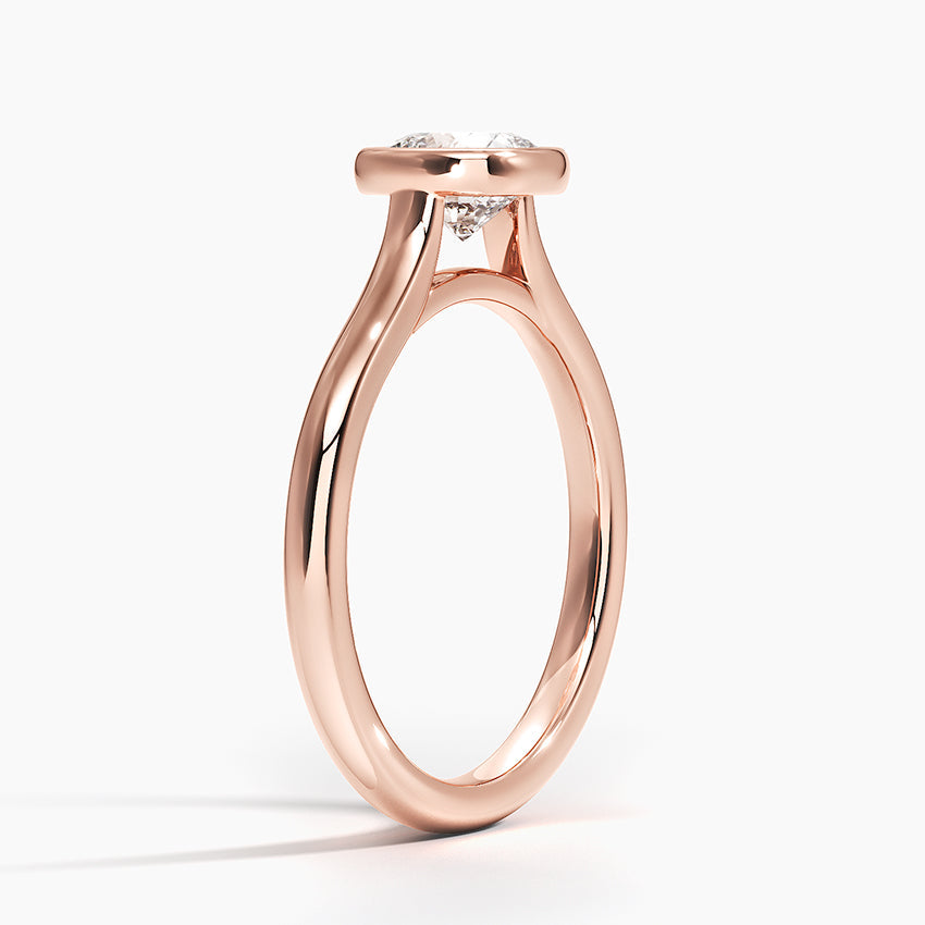 Bezel Lab Grown Diamond Engagement Ring 18K Gold - Cushion