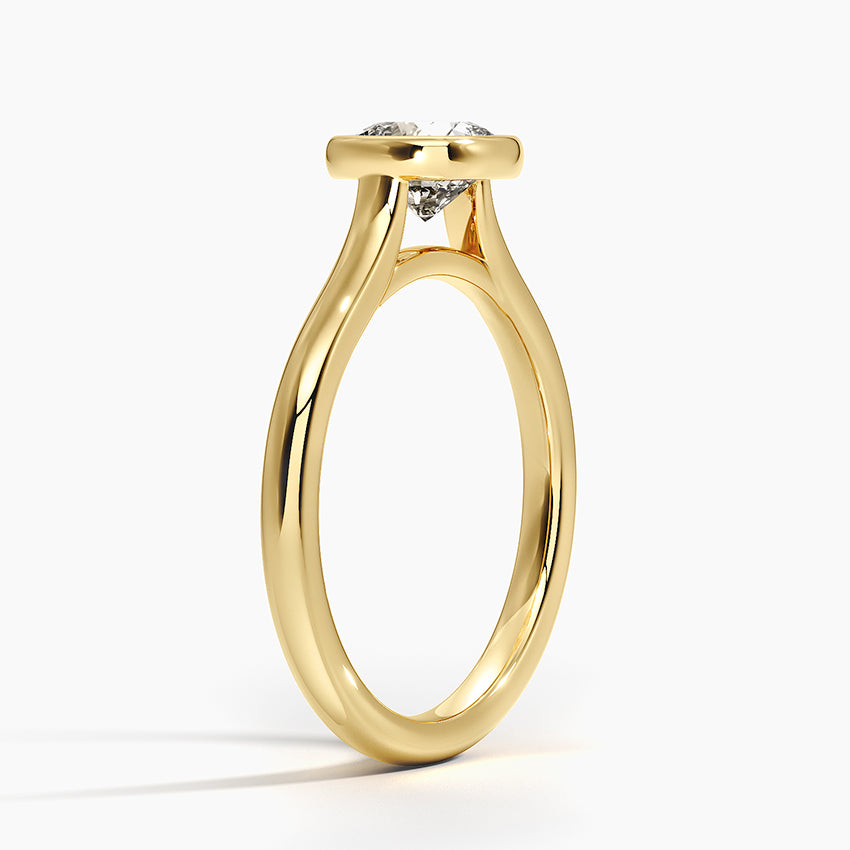 Bezel Lab Grown Diamond Engagement Ring 18K Gold - Cushion