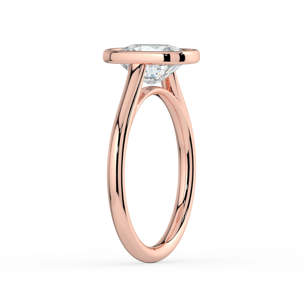 Bezel Lab Grown Diamond Engagement Ring in 18K Gold - Elongated Cushion