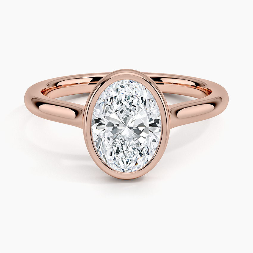 Bezel Lab Grown Diamond Engagement Ring 18K Gold - Oval