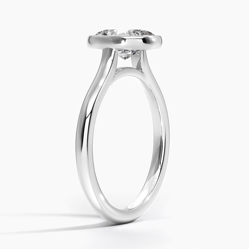 Bezel Lab Grown Diamond Engagement Ring 18K Gold - Oval