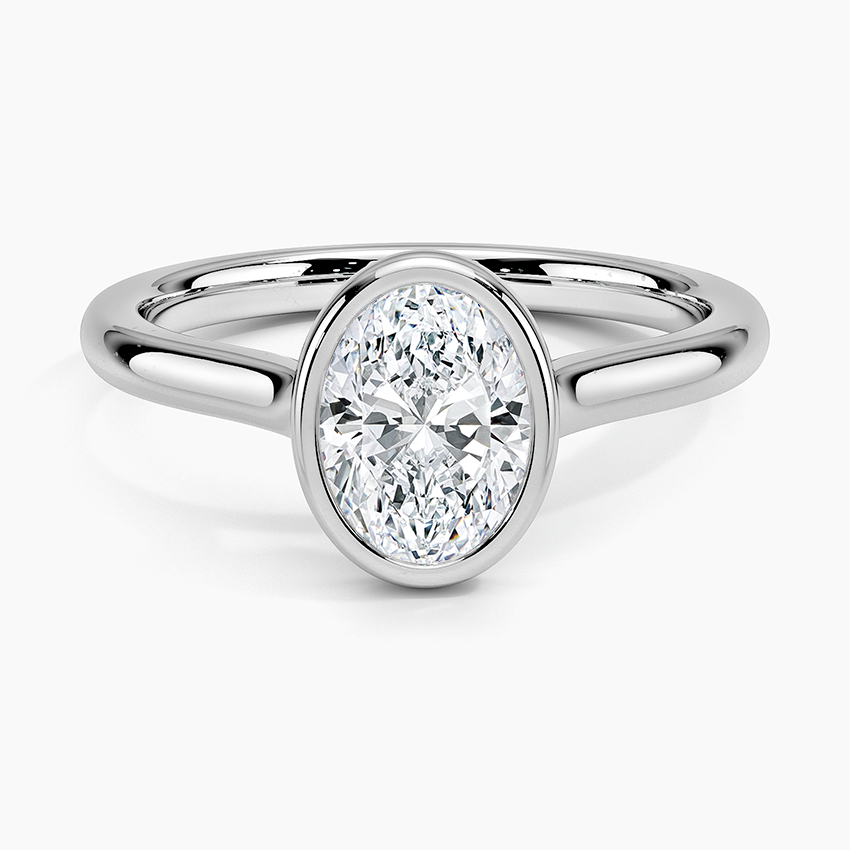 Bezel Lab Grown Diamond Engagement Ring 18K Gold - Oval