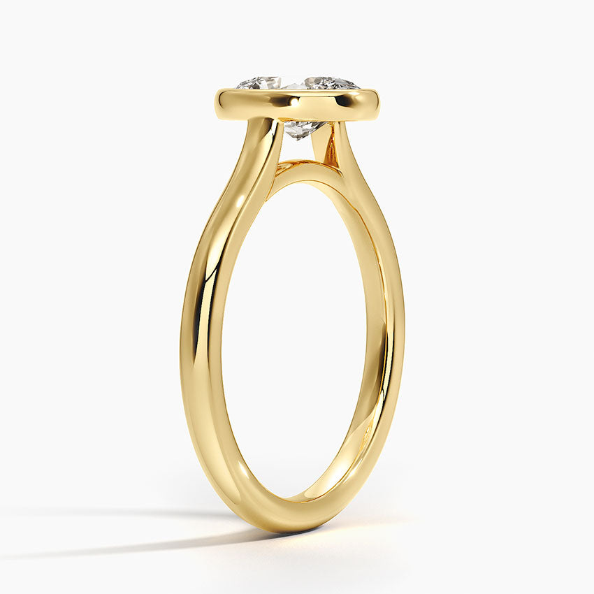 Bezel Lab Grown Diamond Engagement Ring 18K Gold - Oval