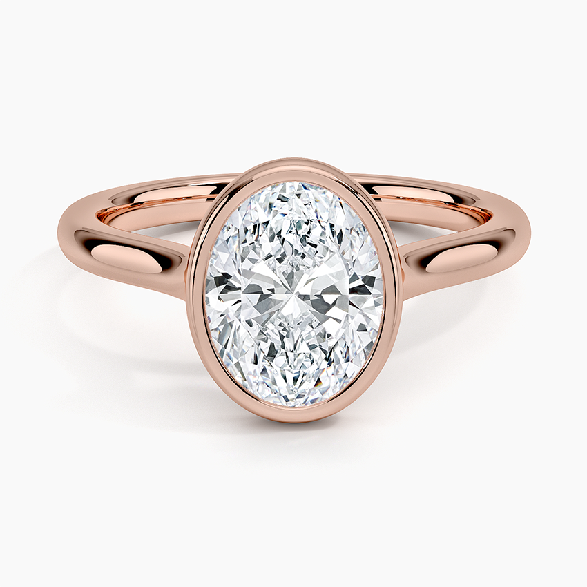Bezel Lab Grown Diamond Engagement Ring 18K Gold - Oval
