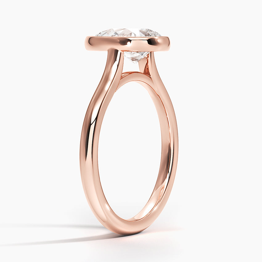Bezel Lab Grown Diamond Engagement Ring 18K Gold- Pear