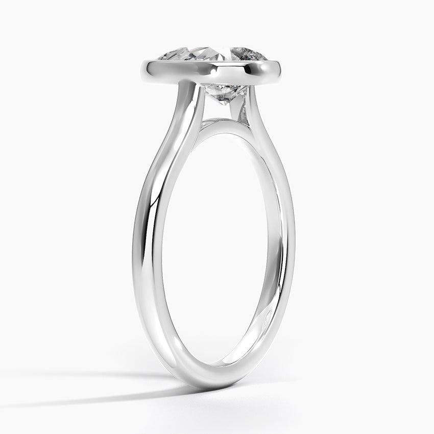 Bezel Lab Grown Diamond Engagement Ring 18K Gold- Pear