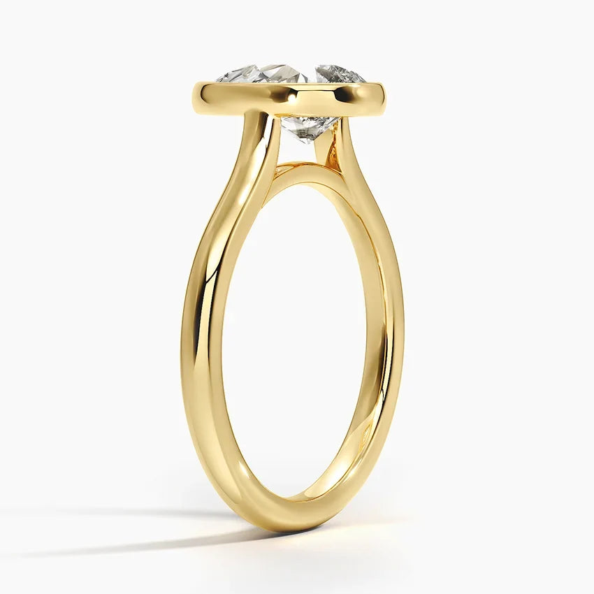 Bezel Lab Grown Diamond Engagement Ring 18K Gold- Pear