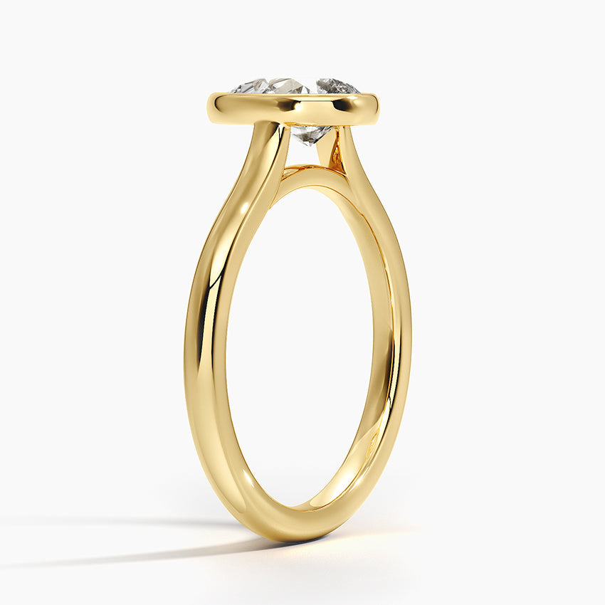 Bezel Lab Grown Diamond Engagement Ring 18K Gold- Pear