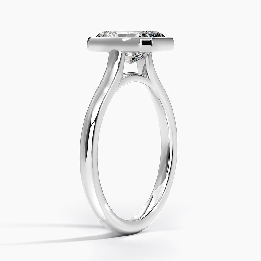Bezel Lab Grown Diamond Engagement Ring 18K Gold - Radiant