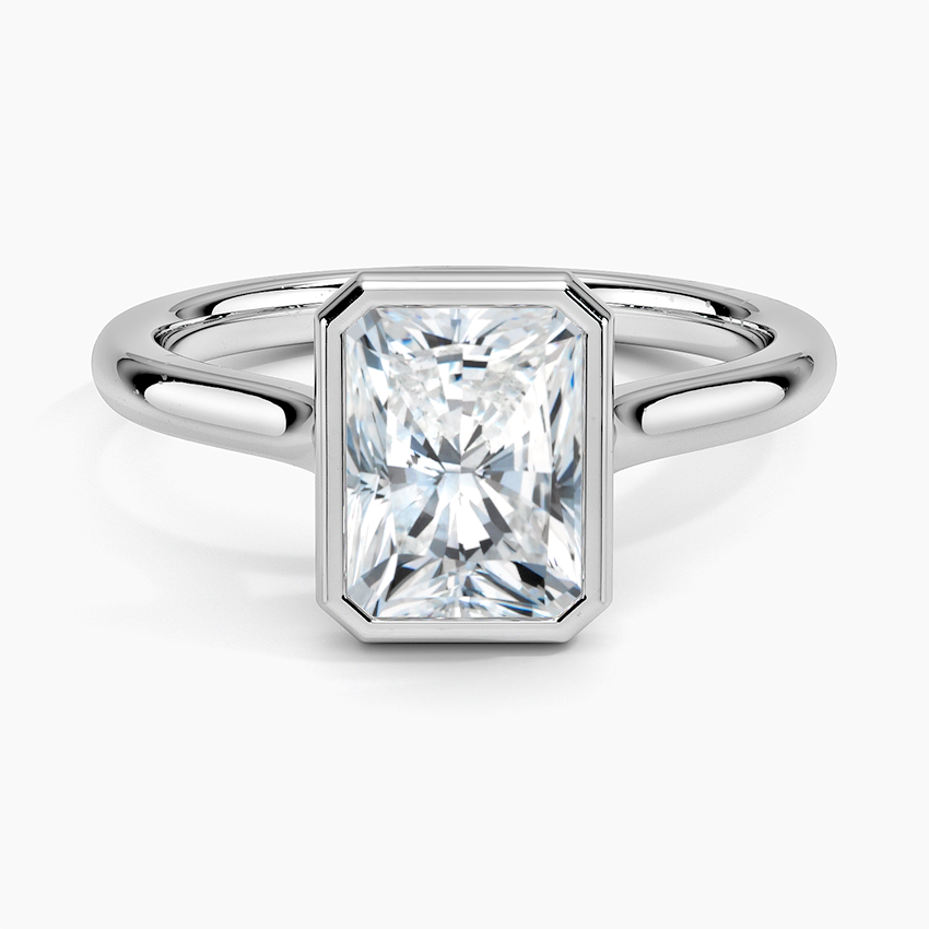 Bezel Lab Grown Diamond Engagement Ring 18K Gold - Radiant