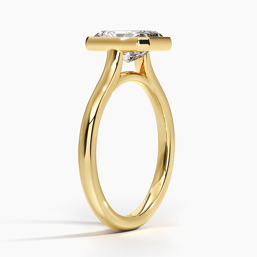 Bezel Lab Grown Diamond Engagement Ring 18K Gold - Radiant