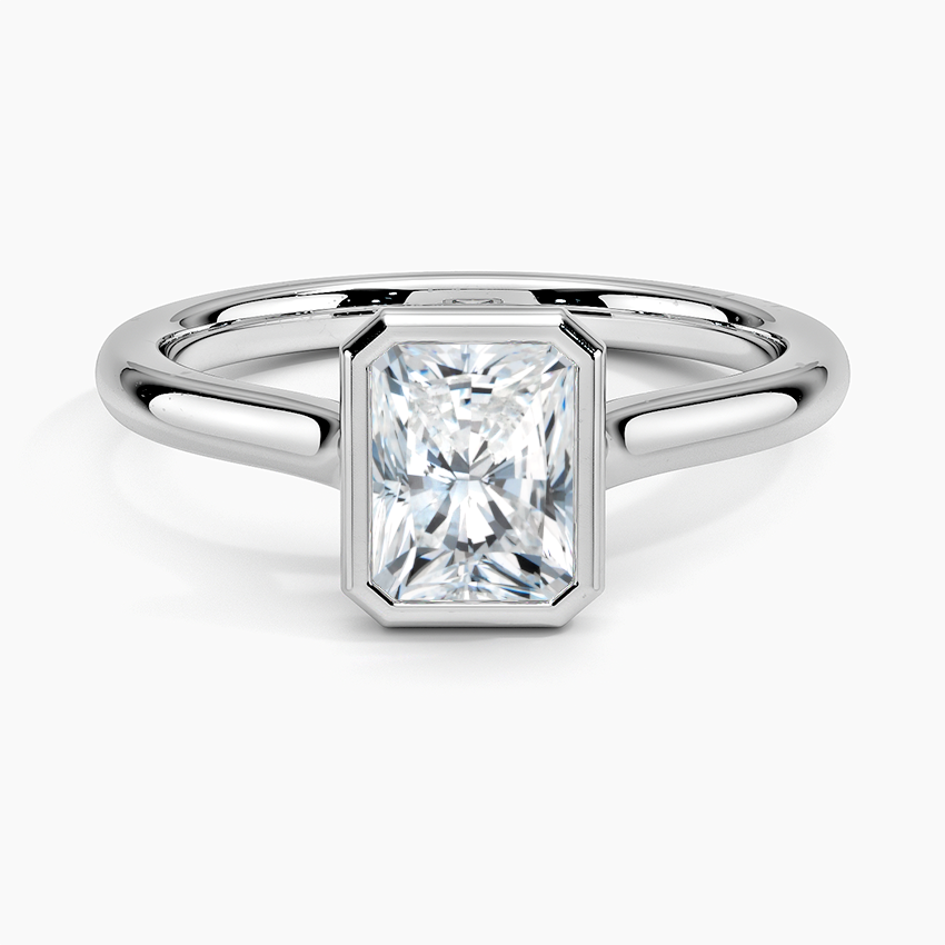 Bezel Lab Grown Diamond Engagement Ring 18K Gold - Radiant