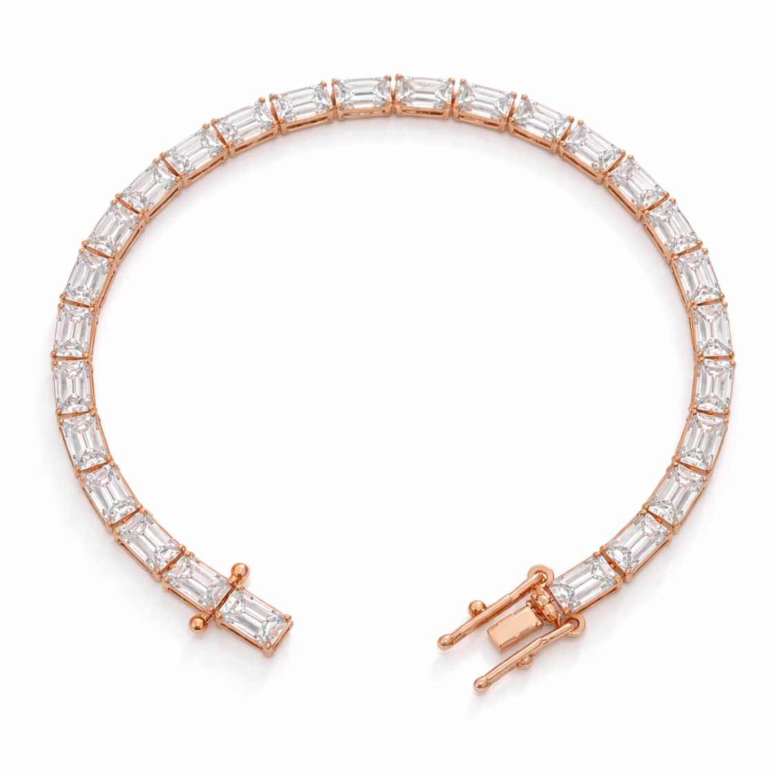 Emerald East-West Tennis Lab Diamond Bracelet (7 ct. tw.) 18K Gold