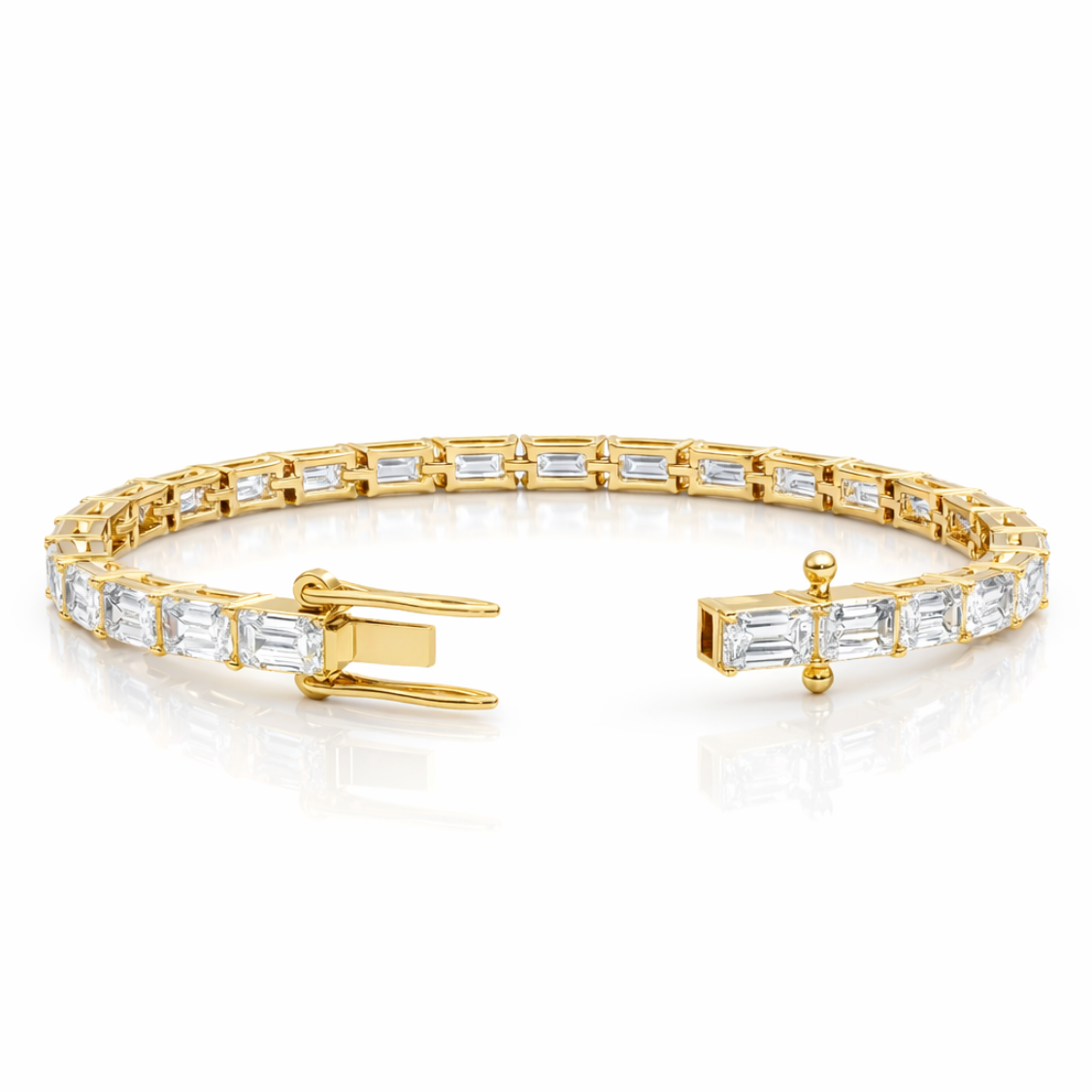 Emerald East-West Tennis Lab Diamond Bracelet (7 ct. tw.) 18K Gold