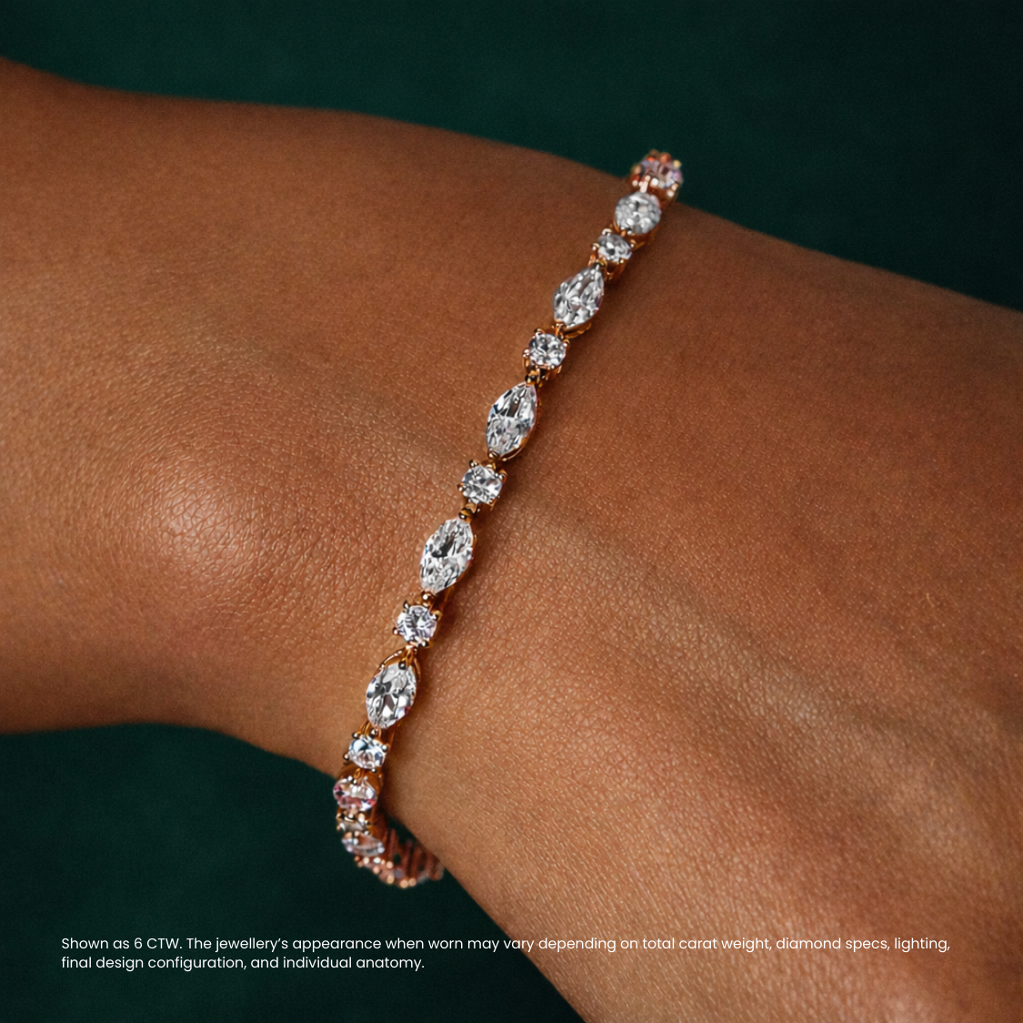 Marquise and Round Tennis Lab Diamond Bracelet (3 ct. tw.) 18K Gold