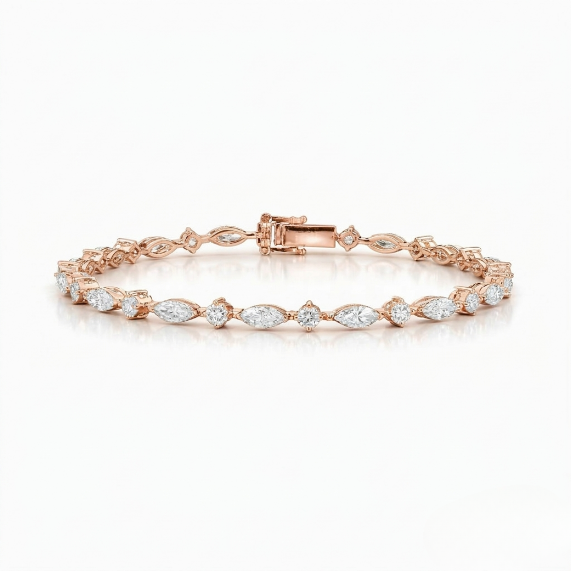 Marquise and Round Tennis Lab Diamond Bracelet (3 ct. tw.) 18K Gold