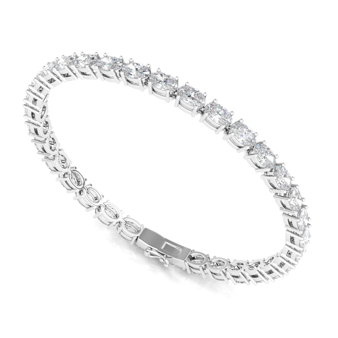 Oval East-West Tennis Lab Diamond Bracelet (9 ct. tw.) 18K Gold