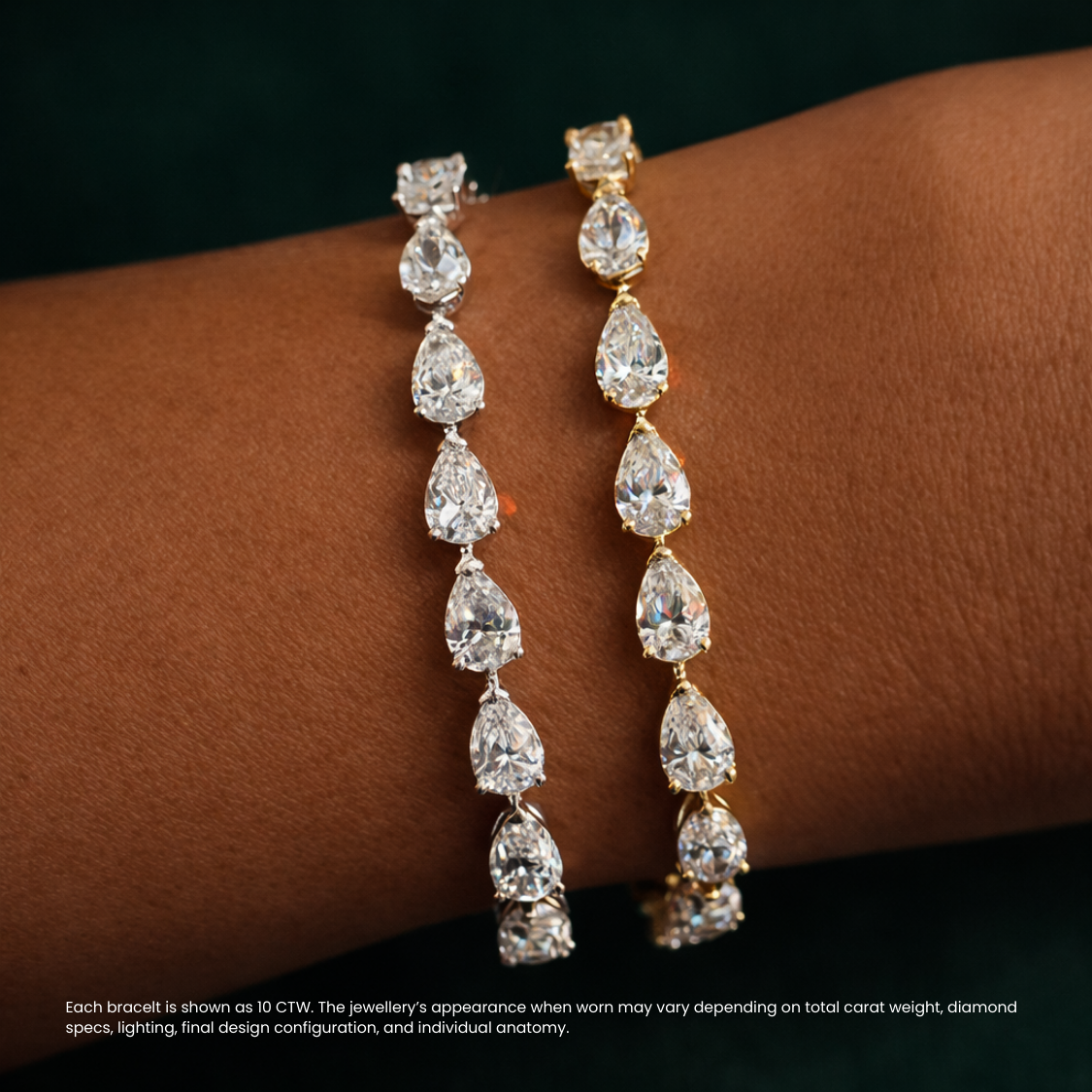 Pear East-West Tennis Lab Diamond Bracelet (7 ct. tw.) 18K Gold