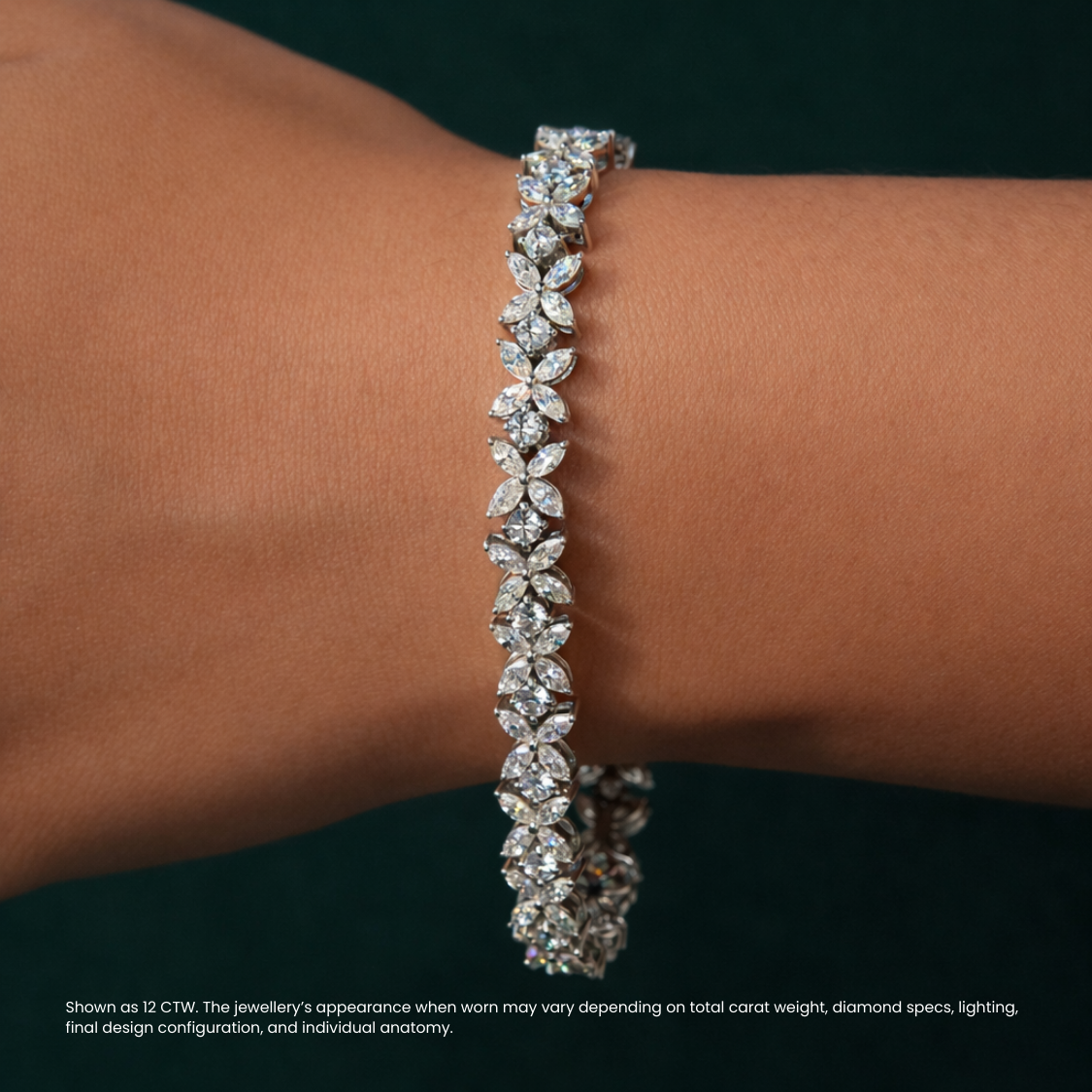 Bloomline Multi Shape Marquise and Round Lab Diamond Bracelet (10 ct. tw.) 18K White Gold