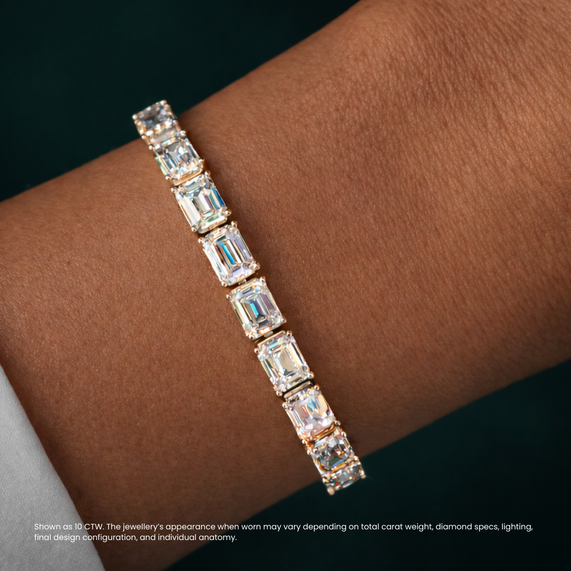 Emerald East-West Tennis Lab Diamond Bracelet (8 ct. tw.) 18K Gold