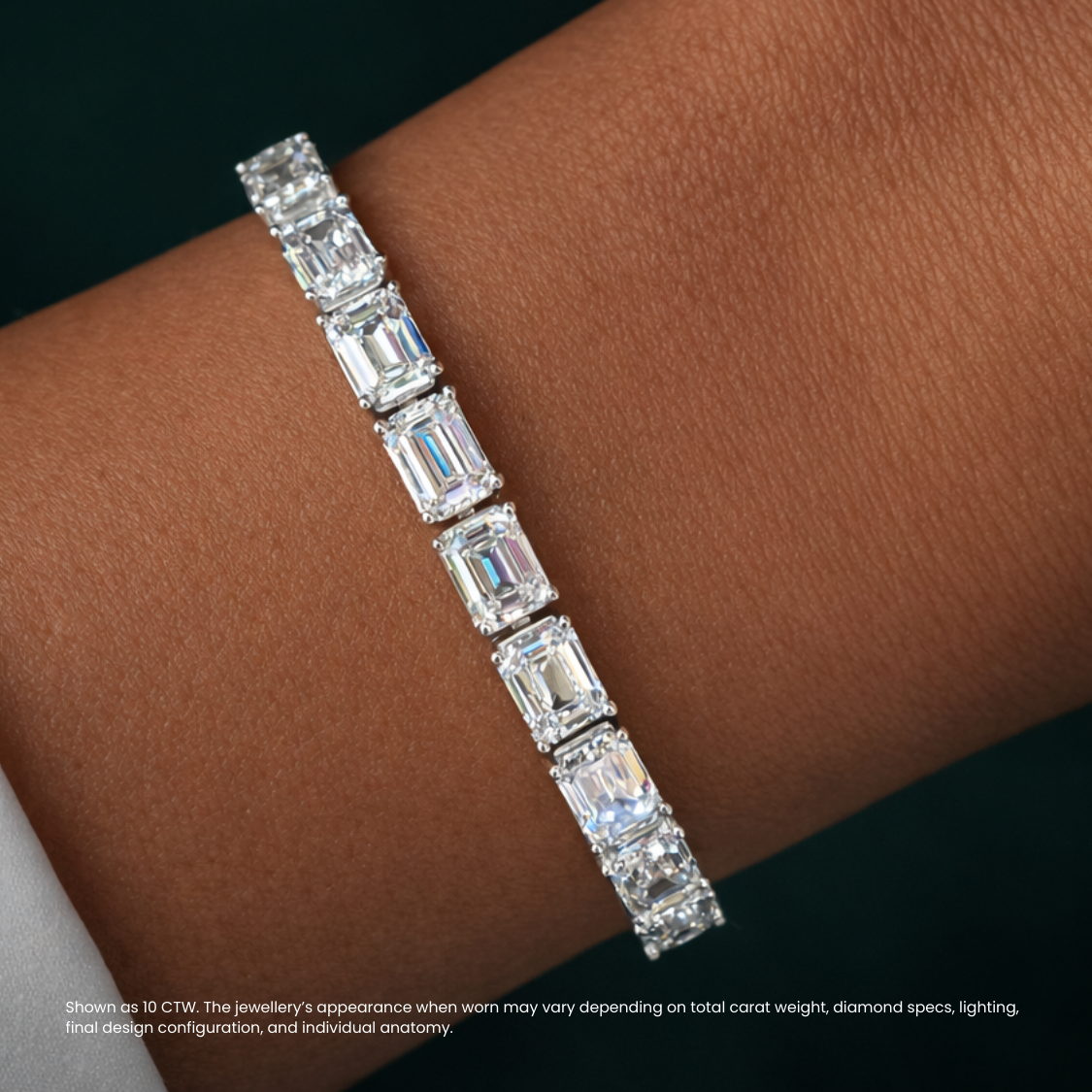 Emerald East-West Tennis Lab Diamond Bracelet (8 ct. tw.) 18K Gold