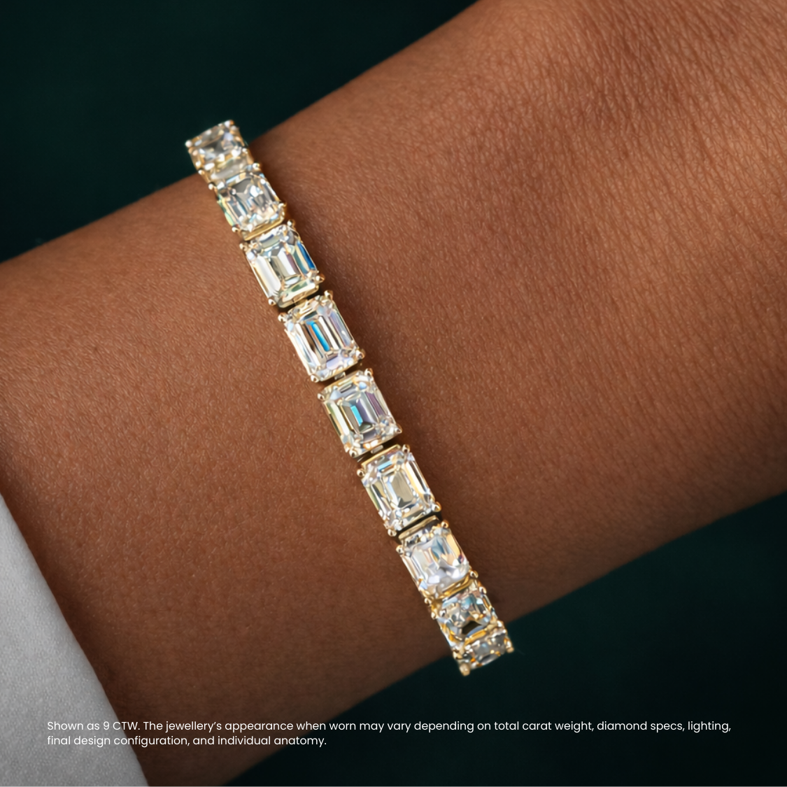 Emerald East-West Tennis Lab Diamond Bracelet (4 ct. tw.) 18K Gold