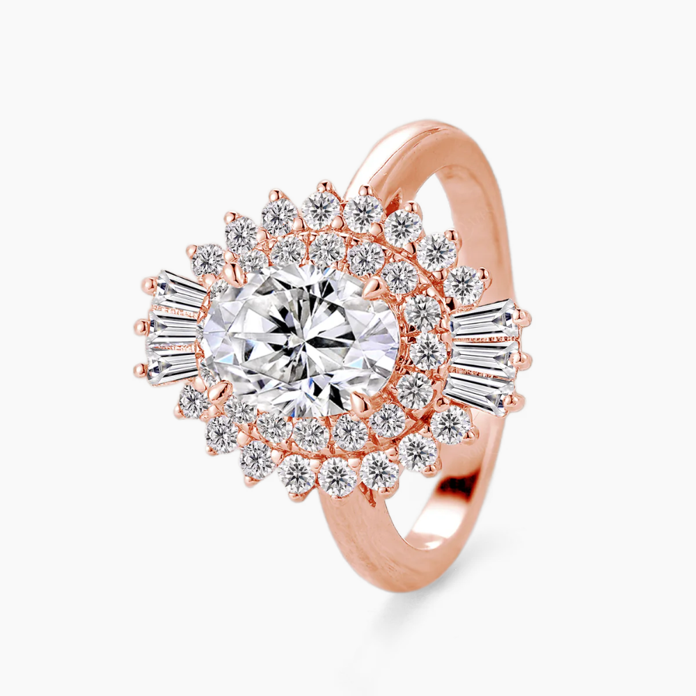Caline Vintage Halo Accents Lab Grown Diamond Engagement Ring in 18K Gold - Oval