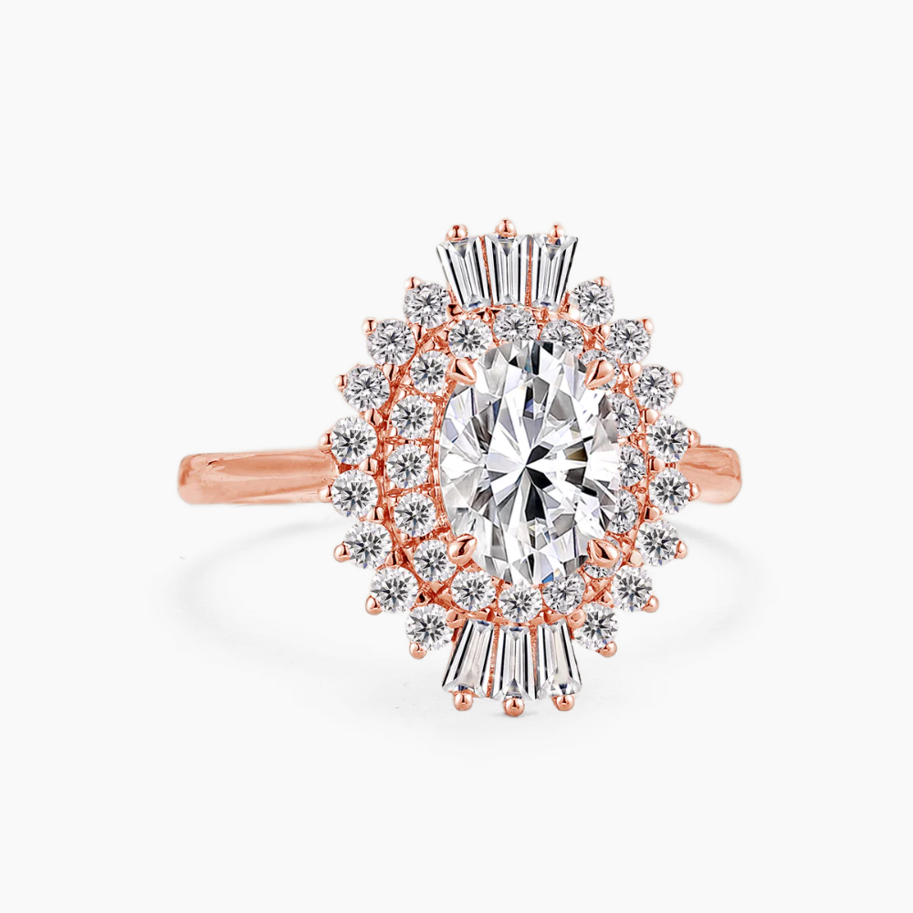 Caline Vintage Halo Accents Lab Grown Diamond Engagement Ring in 18K Gold - Oval