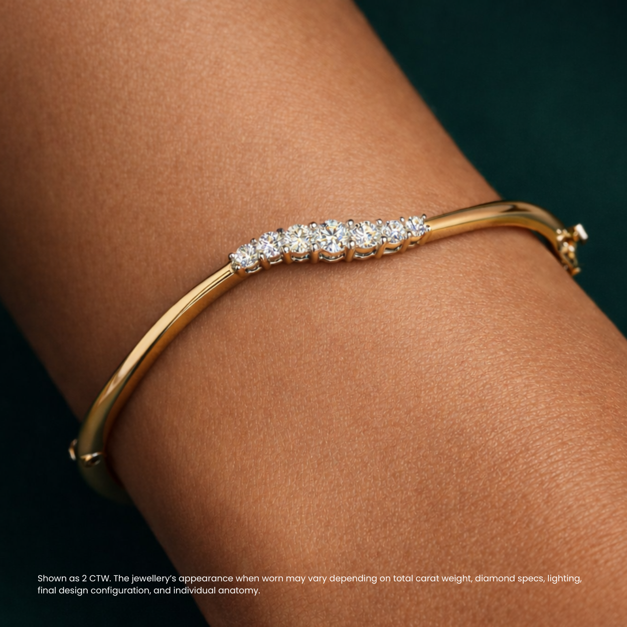 Arcelle Round Lab Diamond ( 2 ct. tw) Bangle Bracelet 18K Gold