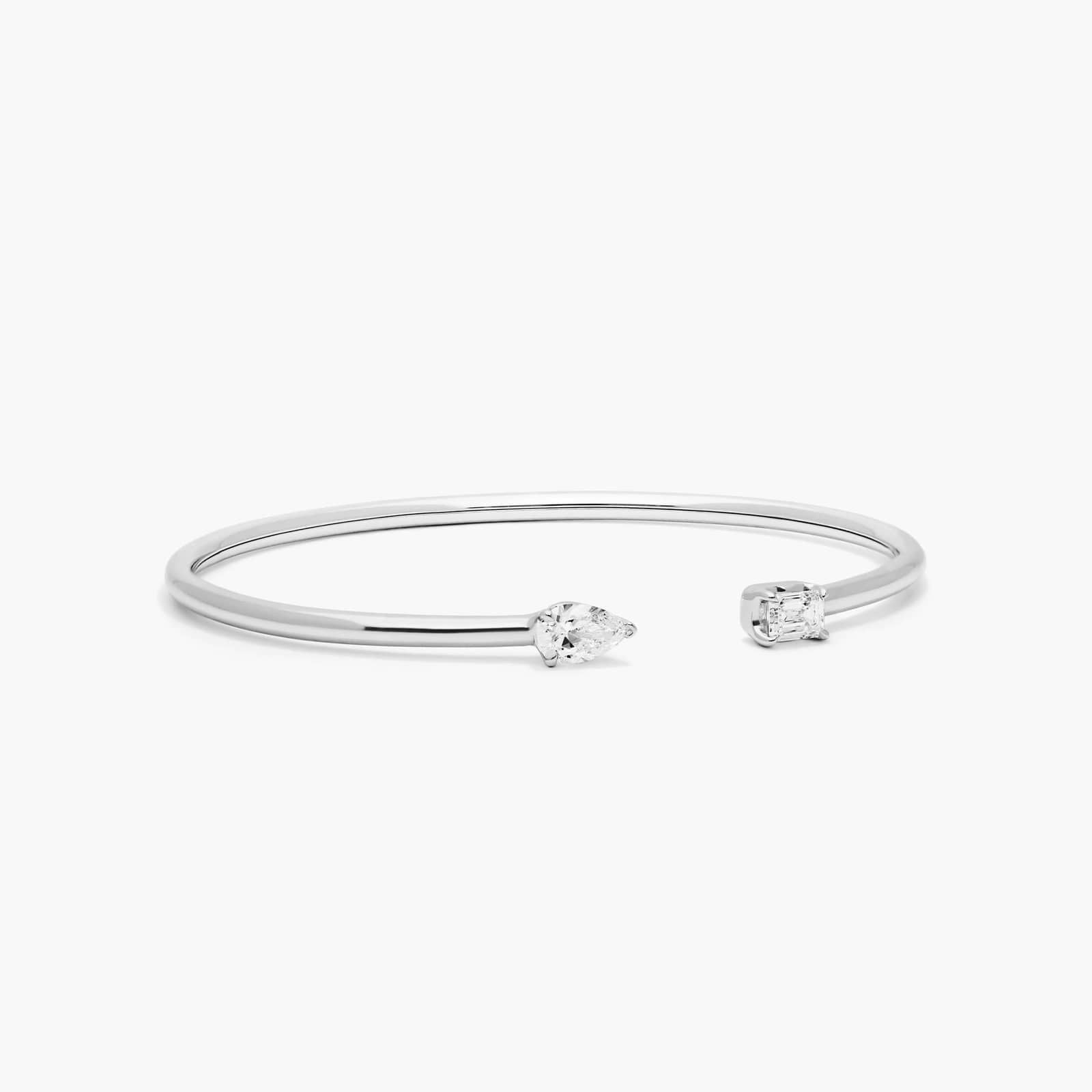 Pear & Emerald Lab Diamond ( 1 ct. tw) Open Bangle Bracelet 18K Gold