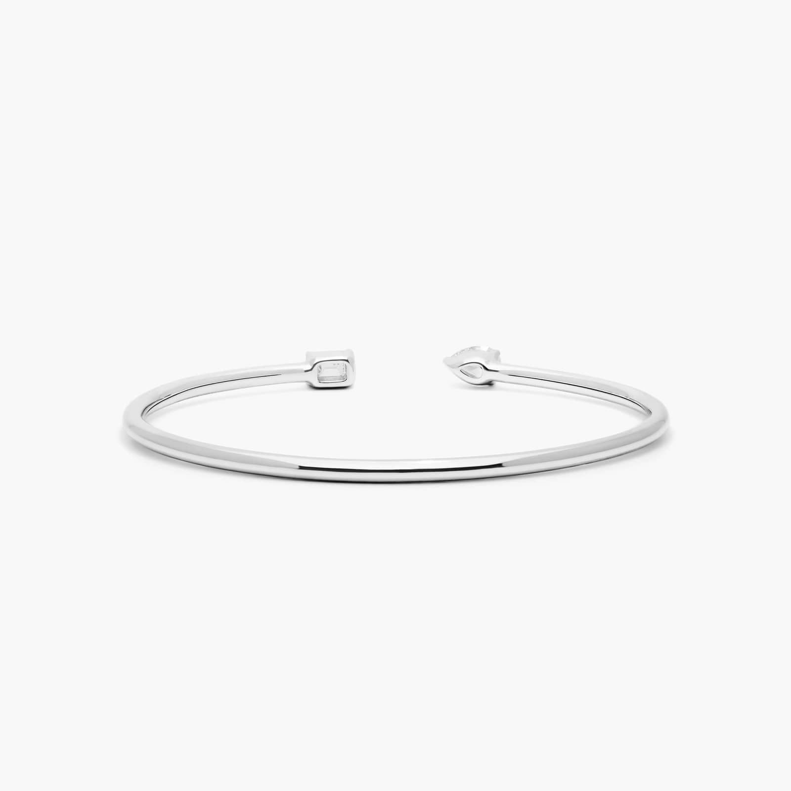 Pear & Emerald Lab Diamond ( 1 ct. tw) Open Bangle Bracelet 18K Gold