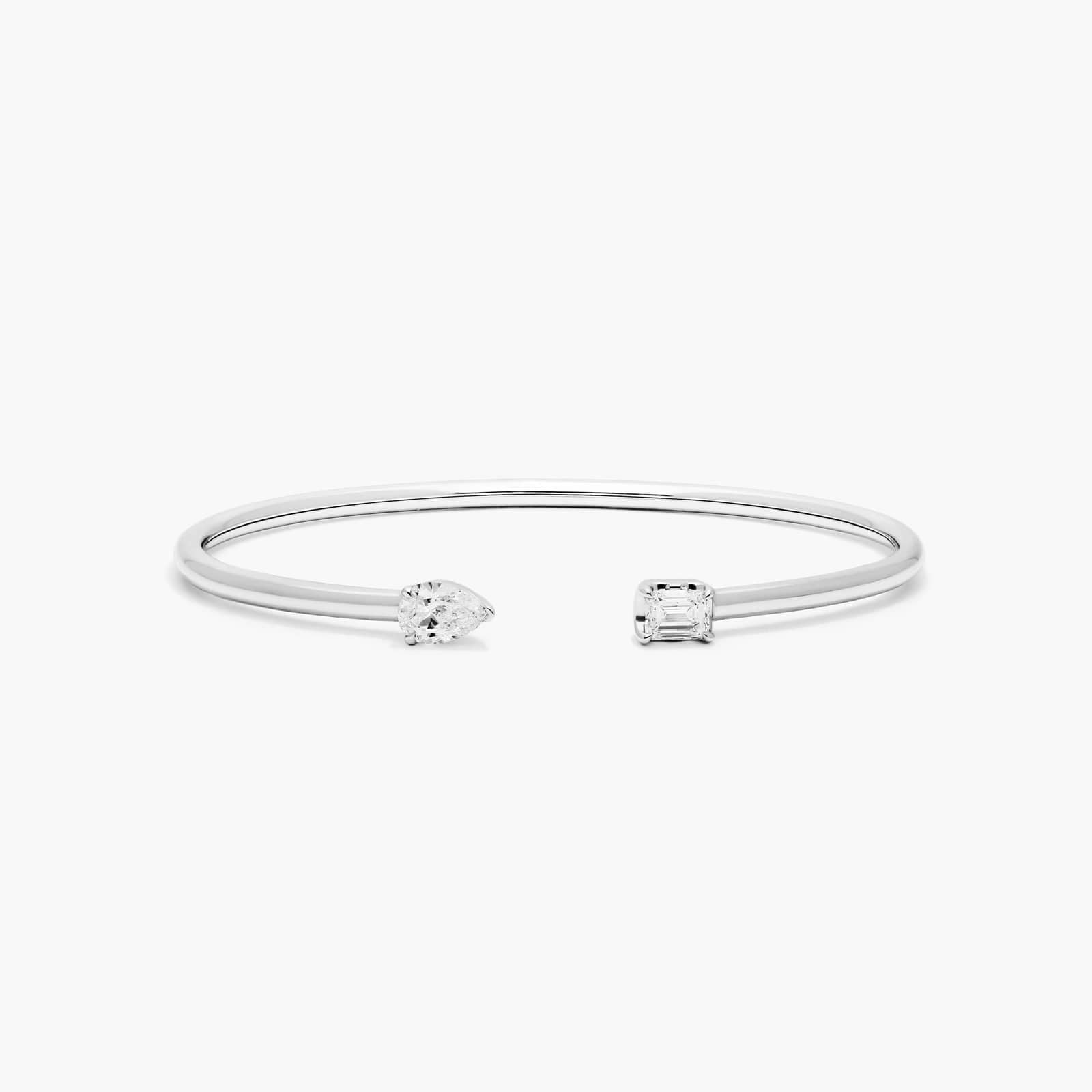 Pear & Emerald Lab Diamond ( 1 ct. tw) Open Bangle Bracelet 18K Gold