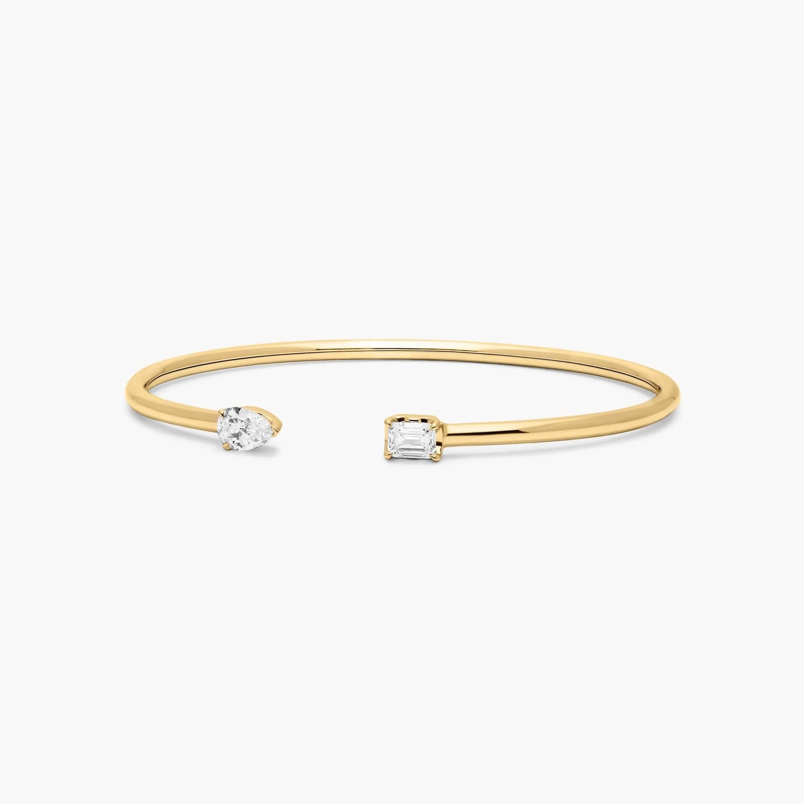 Pear & Emerald Lab Diamond ( 1 ct. tw) Open Bangle Bracelet 18K Gold