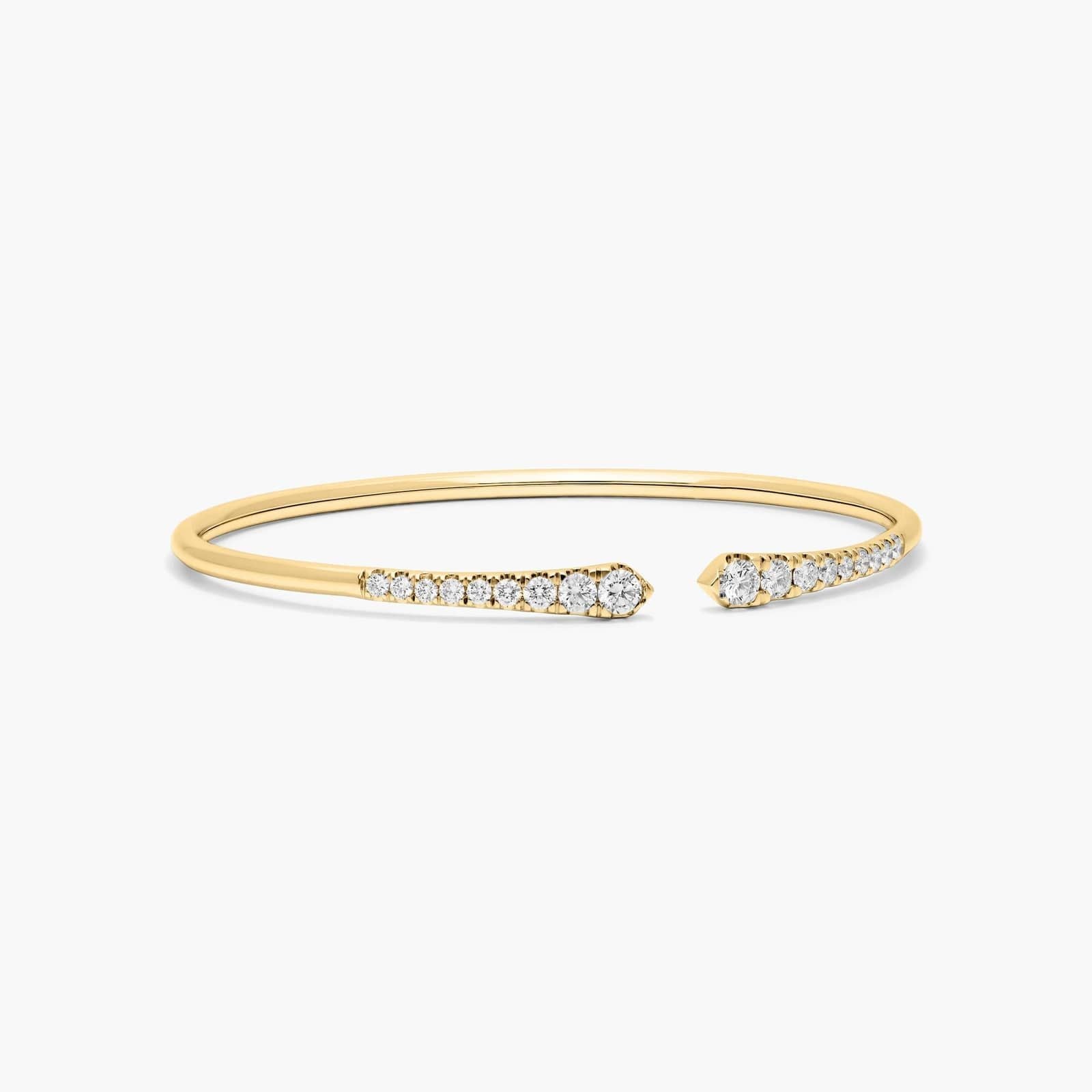 Graduated Pave Lab Diamond ( 1 ct. tw) Open Bangle Bracelet 18K Gold