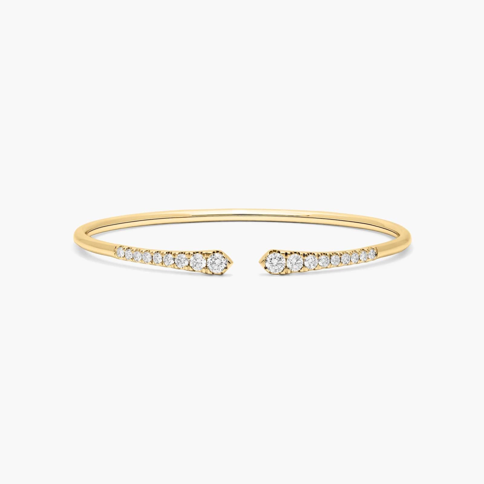 Graduated Pave Lab Diamond ( 1 ct. tw) Open Bangle Bracelet 18K Gold