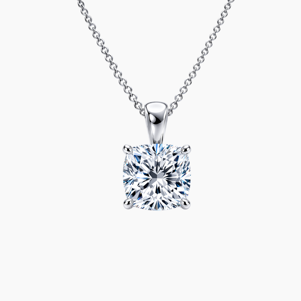 Cushion Pendant Lab Diamond Necklace 18K Gold