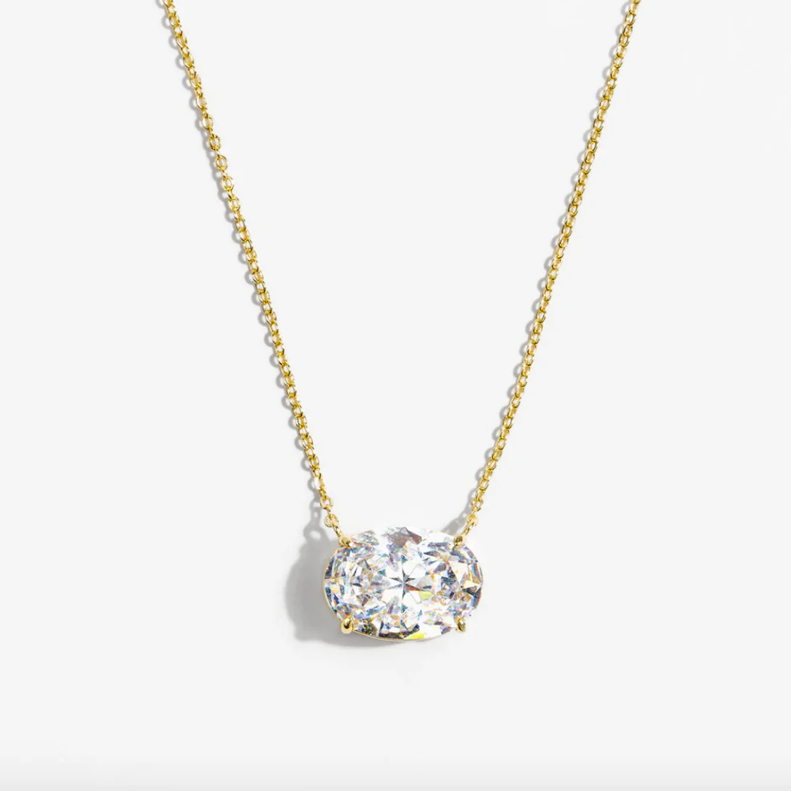 East-West Oval Floating Pendant Lab Diamond Necklace 18K Gold