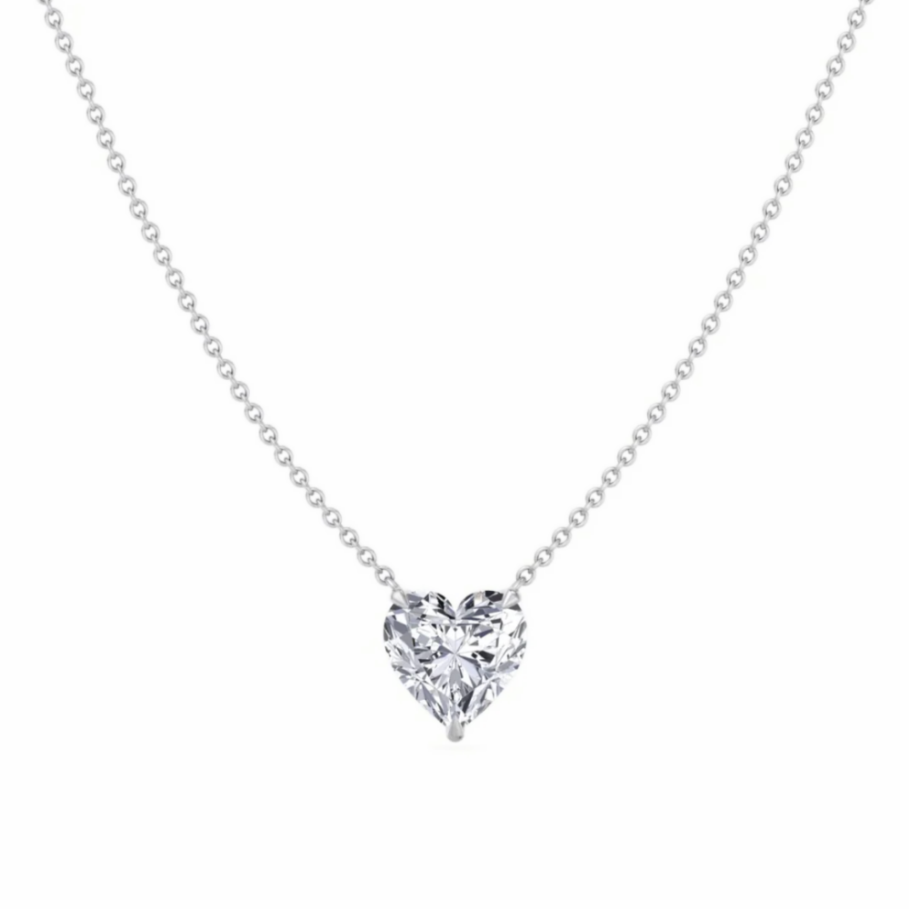 Heart Floating Pendant Lab Diamond Necklace 18K Gold