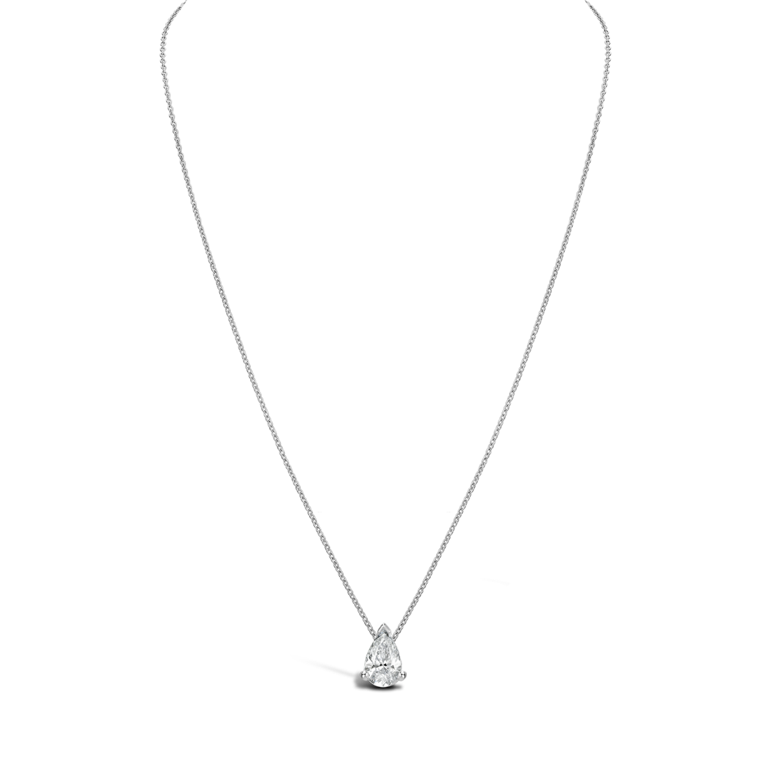 Pear Floating Pendant Lab Diamond Necklace 18K Gold