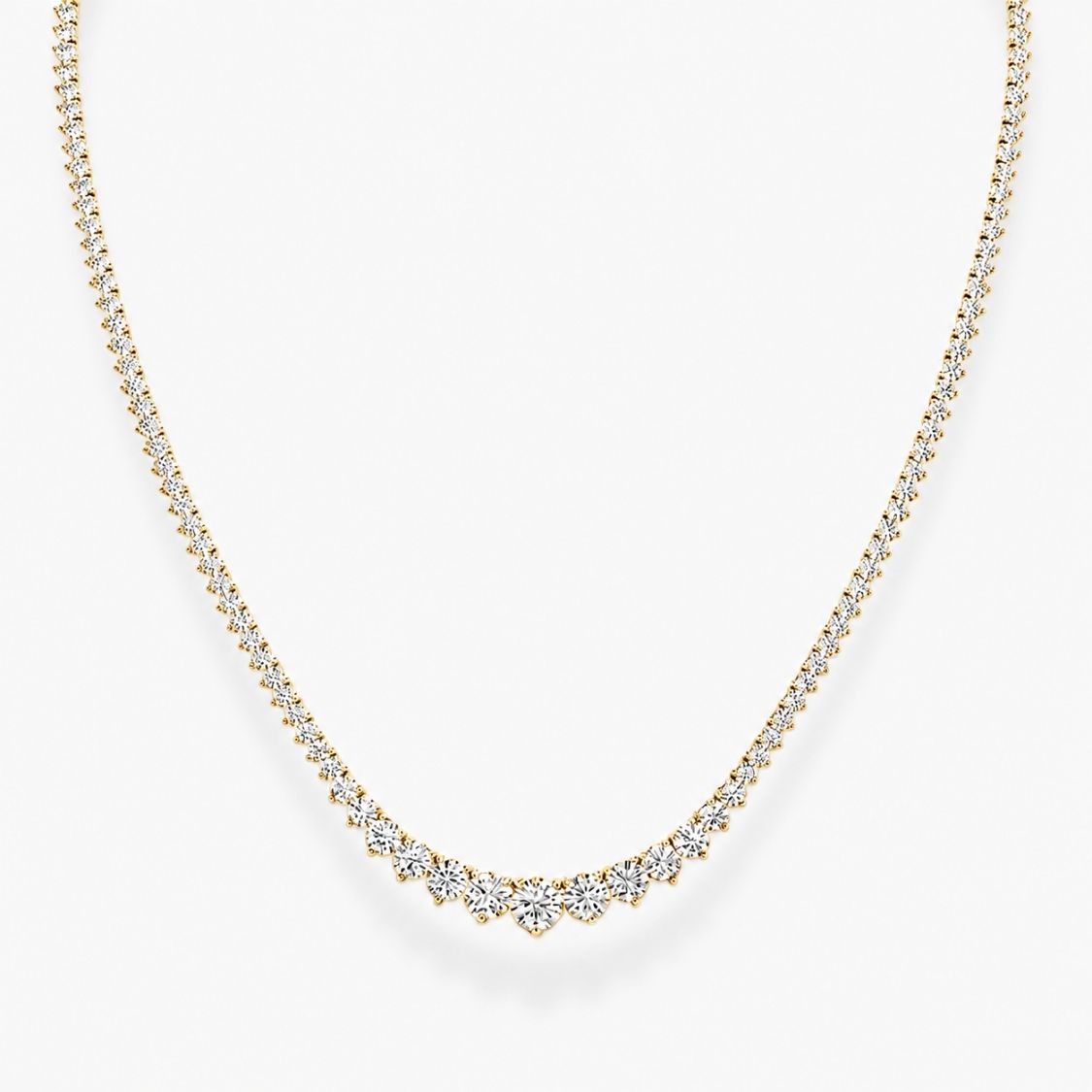 9 Carat Tennis Graduated Riviera Lab Grown Diamond Necklace 18K Gold | 3 Prongs | 16.5 in ∼ 42.5 cm