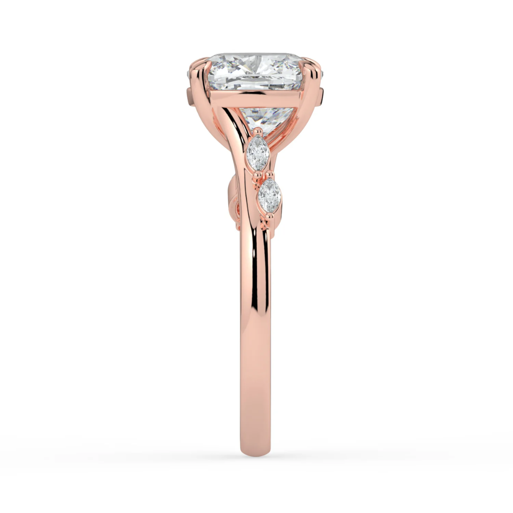 Lily Accents Lab Diamond Engagement Ring in 18K Gold - Cushion
